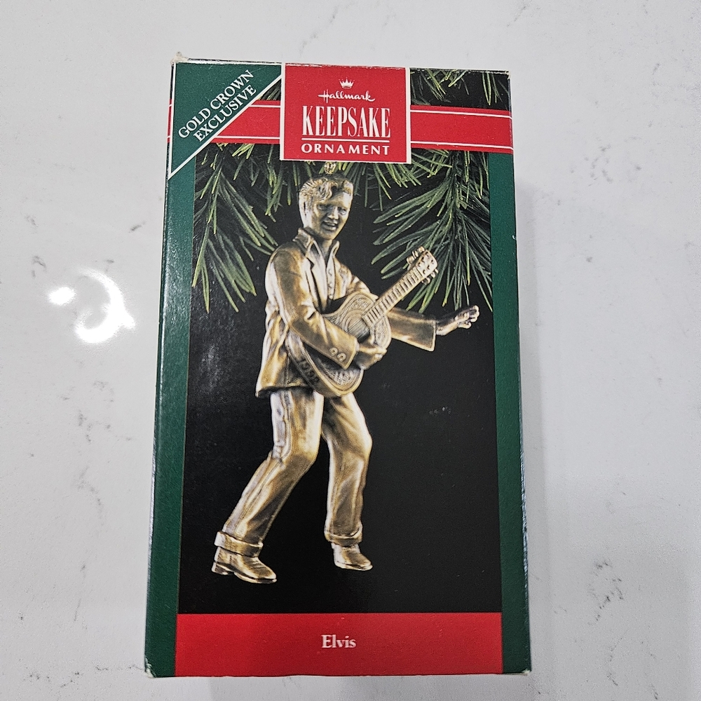 ELIVIS Hallmark Keepsake Christmas Ornament Brass Plated Elvis 1992